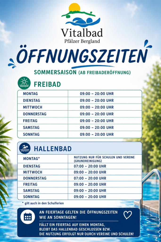 plakat Öffnungszeiten sommer 2026